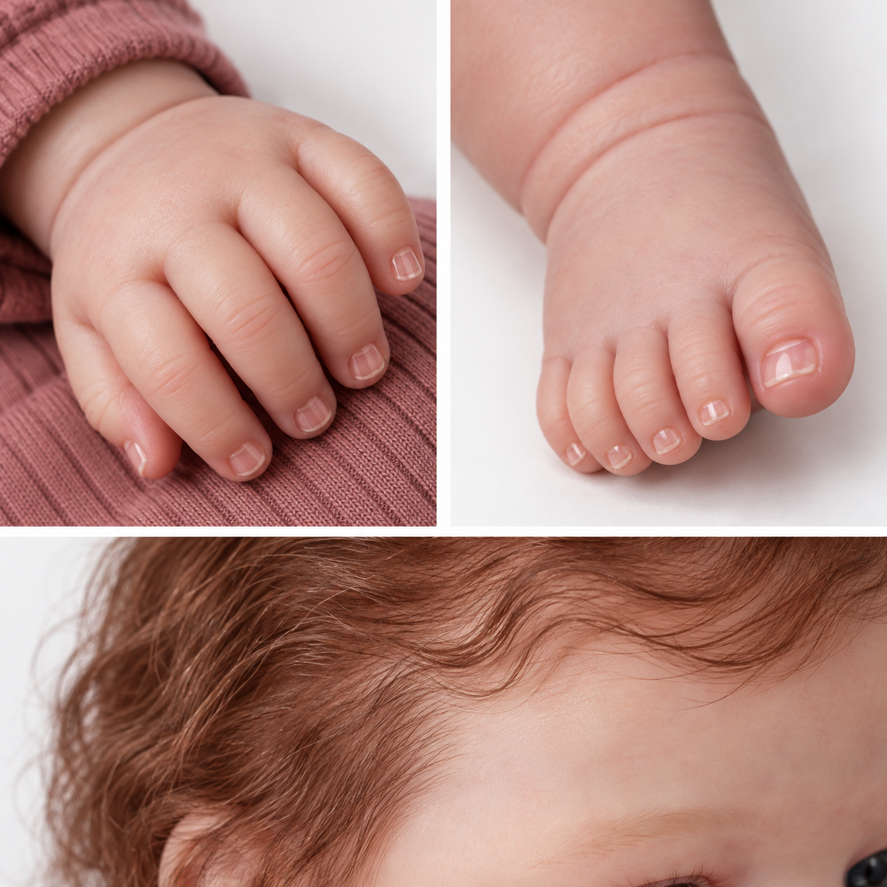 Close-up of hand, foot and hair details