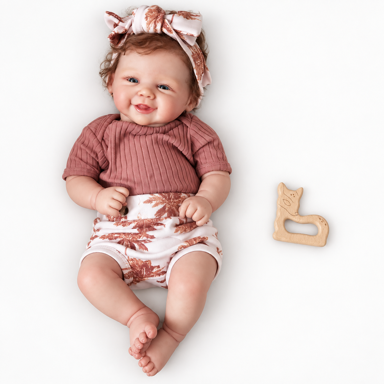 Concept layout for showing the items included with a doll